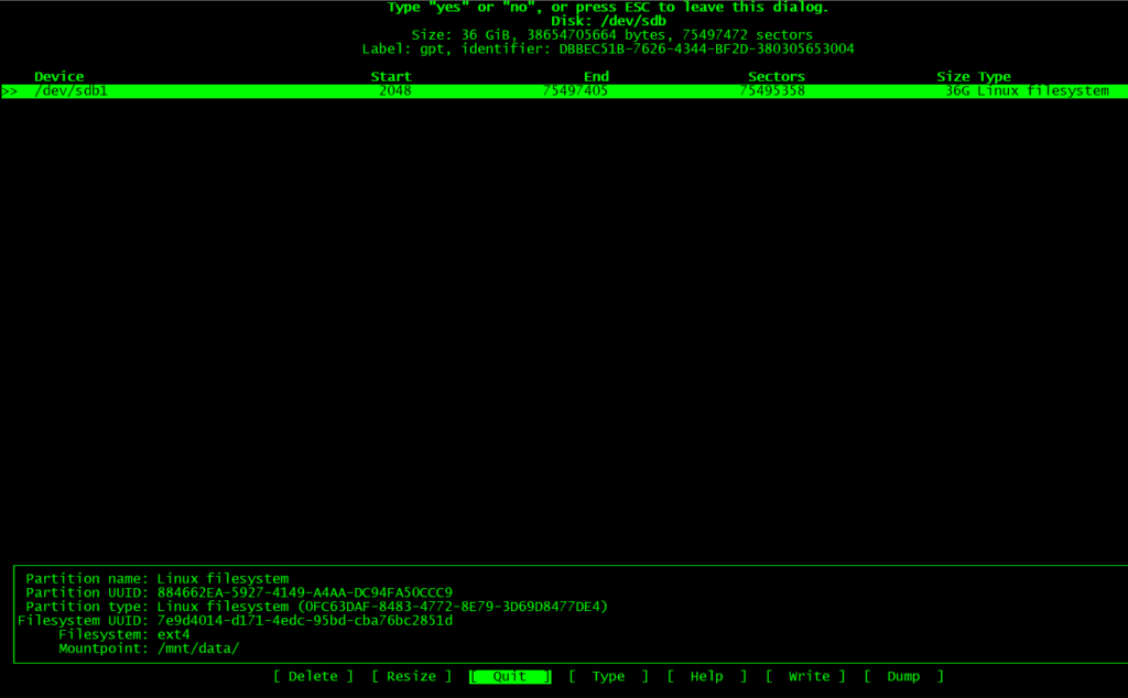 Увеличить диск c GPT-разметкой при помощи cfdisk в Linux 5